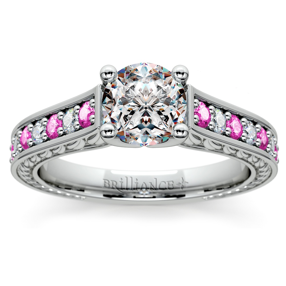 pink sapphire and diamond rings in white gold