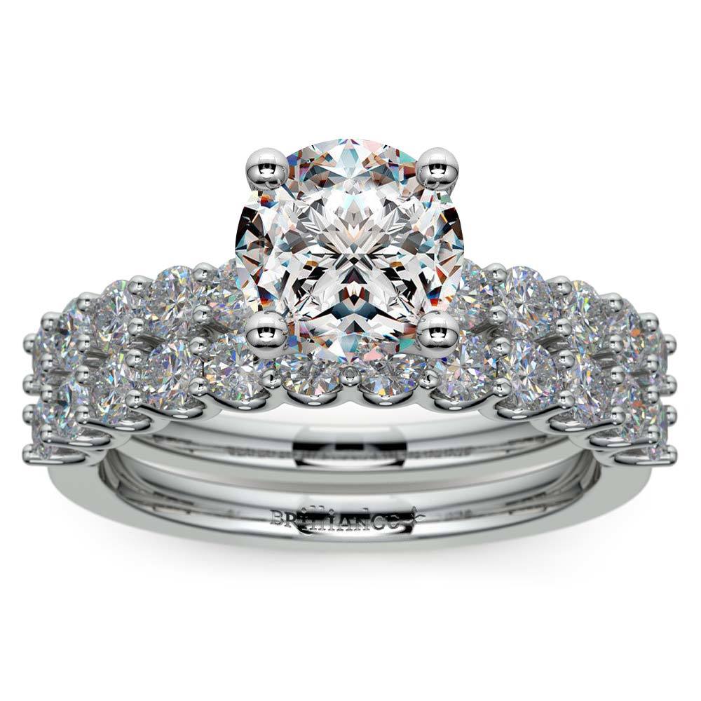 Beautiful U Prong Diamond Bridal Set in White Gold