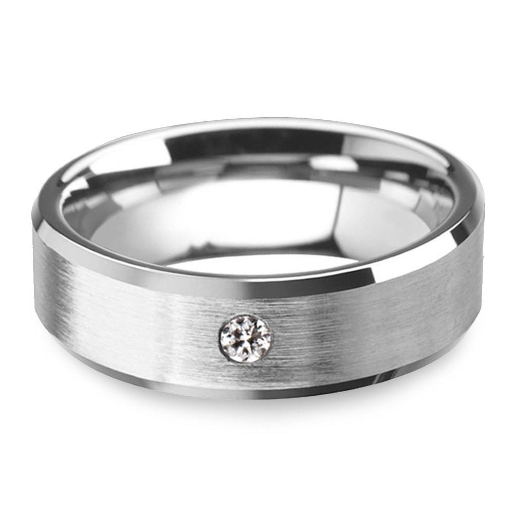 Inset Men's Engagement Ring In Tungsten