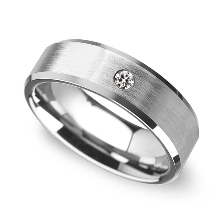 Inset Men's Engagement Ring In Tungsten