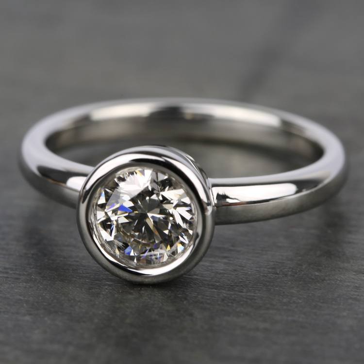 Bezel Solitaire Engagement Ring in White Gold