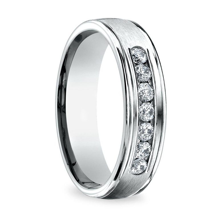 Channel Diamond White Gold Men's Engagement Ring