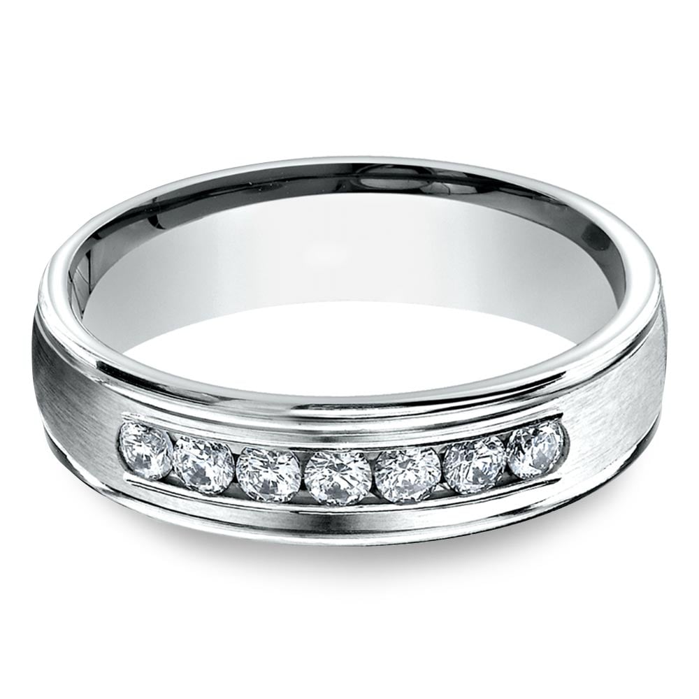 Channel Diamond White Gold Men's Engagement Ring