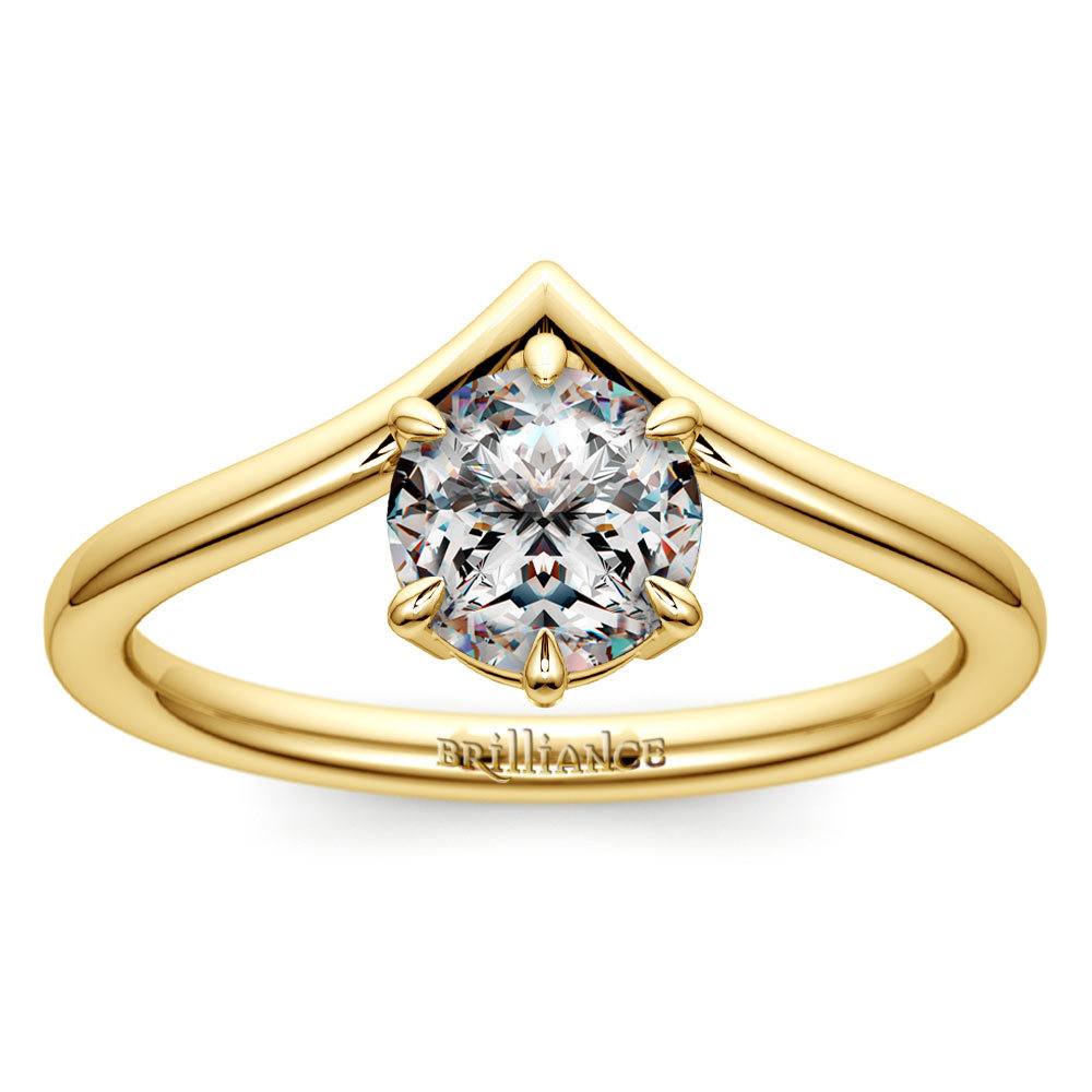 Chevron Solitaire Engagement Ring | Yellow Gold