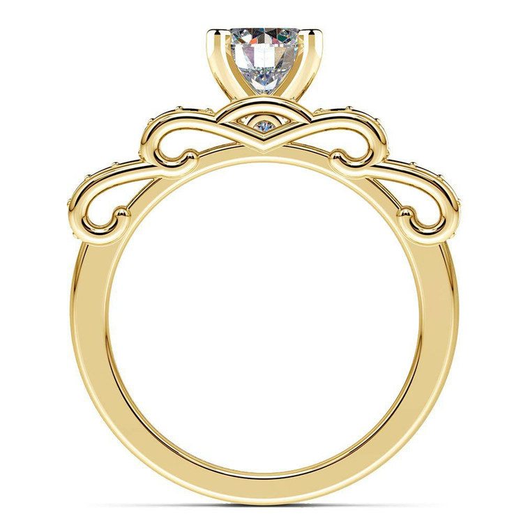 Cinderella Engagement Ring And Wedding Band Set In Yellow Gold