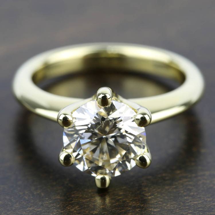 Classic Six Prong Solitaire Engagement Ring In Yellow Gold