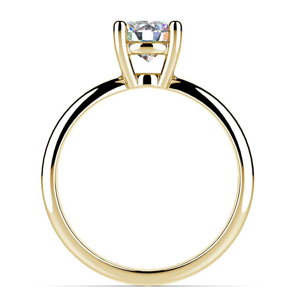 Cross Split Shank Solitaire Engagement Ring in Yellow Gold