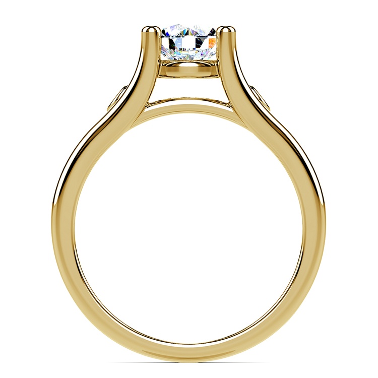 Diamond Accent Solitaire Engagement Ring in Yellow Gold