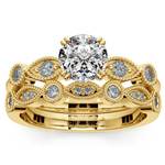 Edwardian Style Engagement Ring And Wedding Band In Yellow Gold