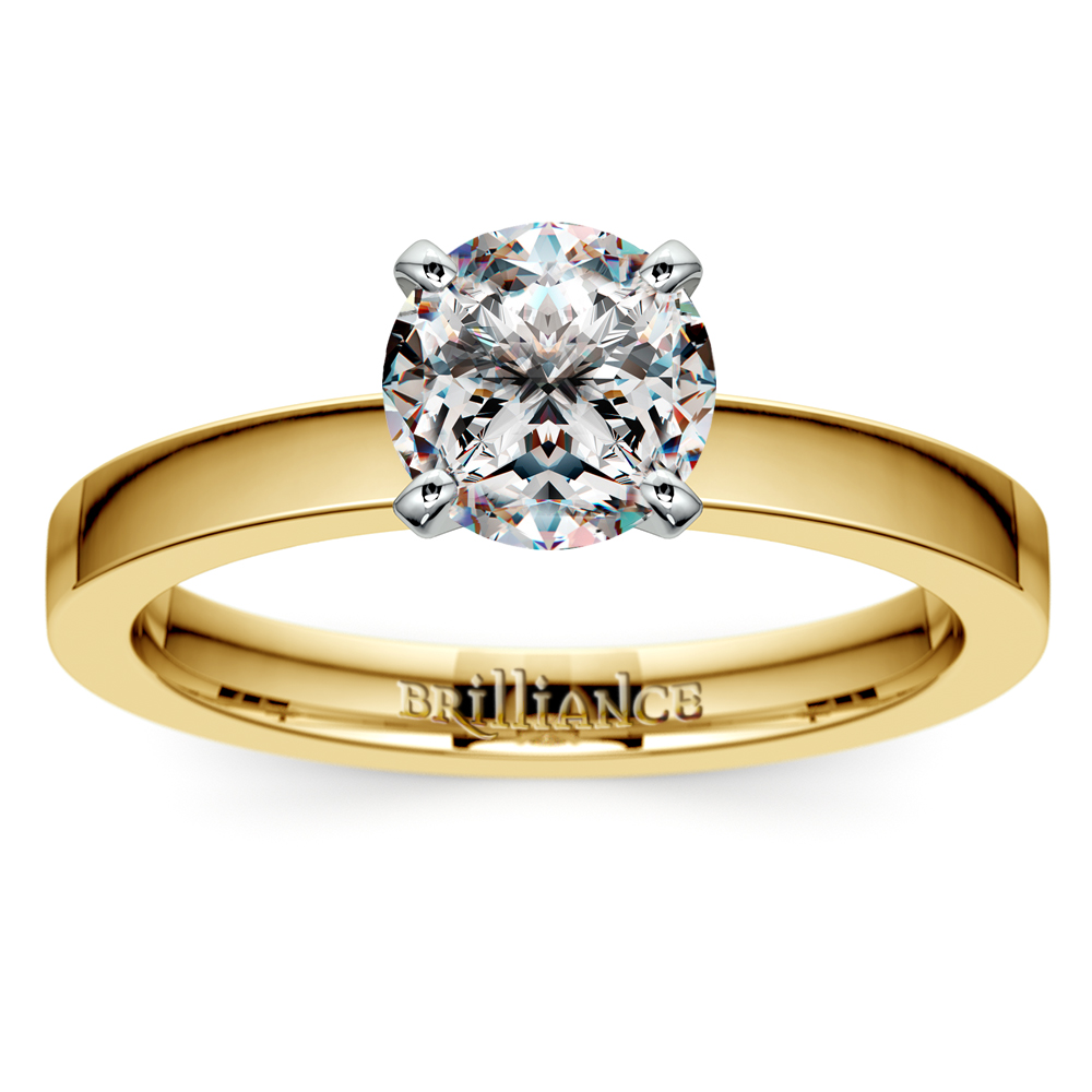 Flat Band Solitaire Engagement Ring at Diamond and Gold Wa