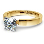 Flat Band Diamond Engagement Ring In Gold (3mm Wide)