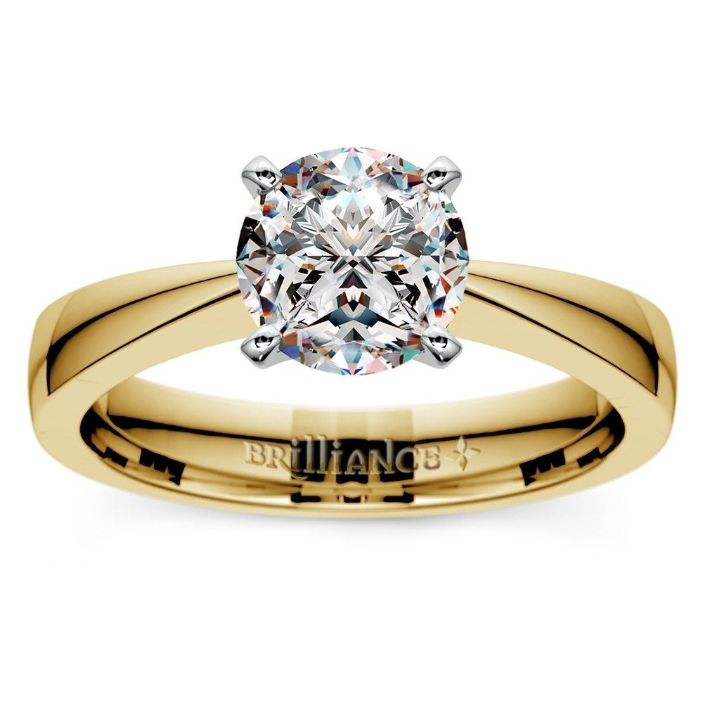 solitaire diamond ring with gold band