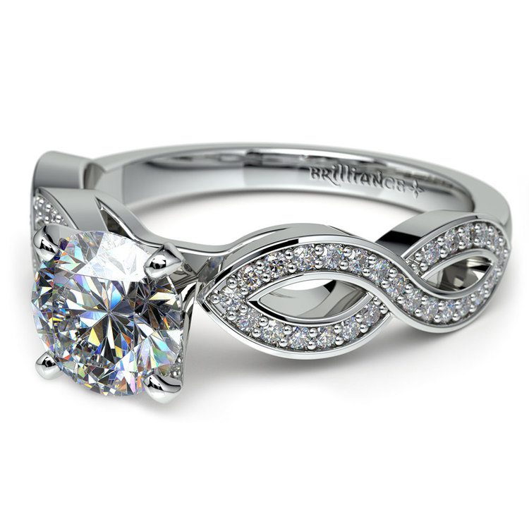 Infinity Twist Cathedral Diamond Engagement Ring in White Gold