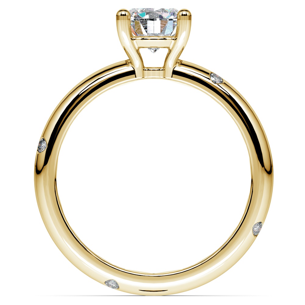 Inset Diamond Engagement Ring in Yellow Gold