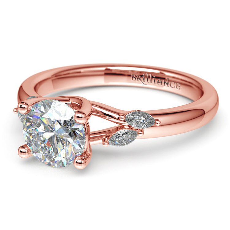 Inspired Diamond Leaf Engagement Ring Setting In Rose Gold
