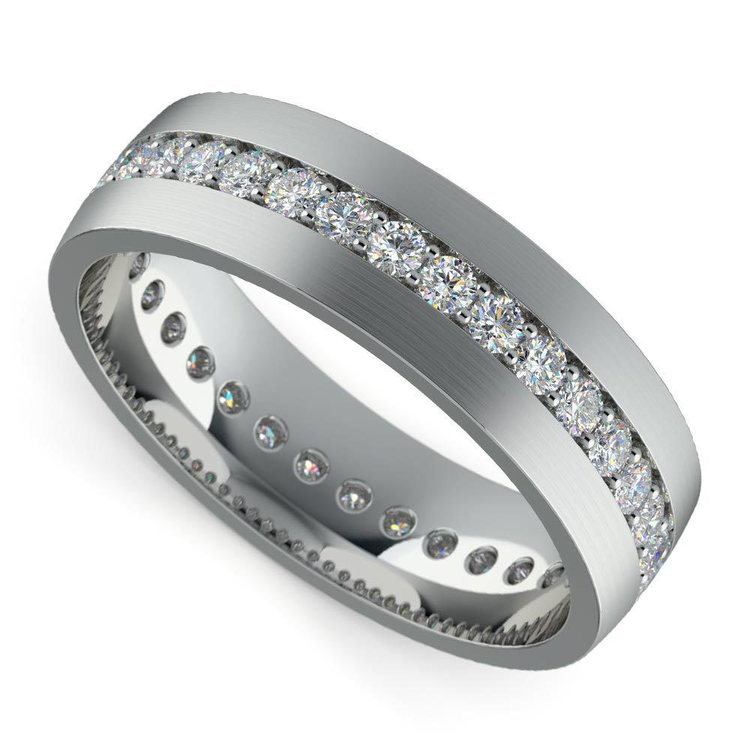 Pave Platinum Diamond Eternity Mens Engagement Ring V3 