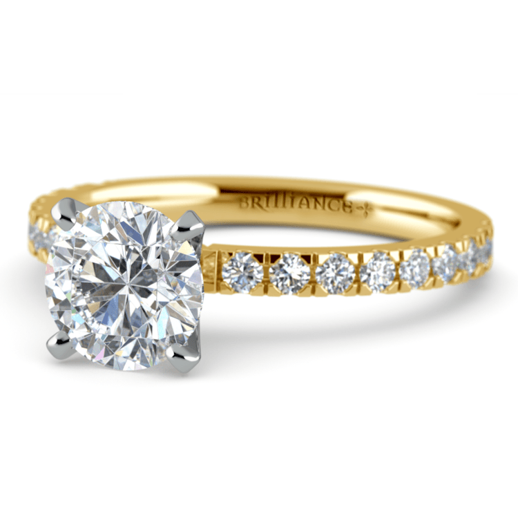 Petite Pave Diamond Engagement Ring in Yellow Gold (1/3 ctw)