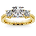 Gold Engagement Ring Setting - Princess Diamond Accents