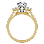 Princess Cut Diamond Trellis Three Stone Ring In Gold