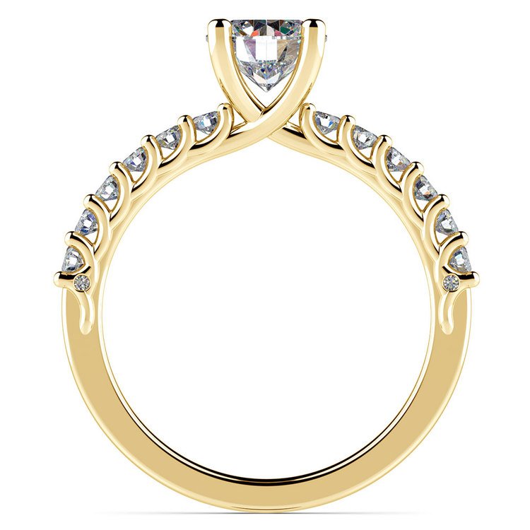 Reverse Trellis Diamond Engagement Ring in Yellow Gold