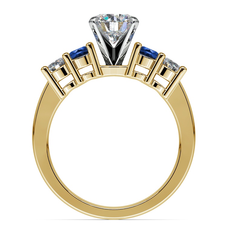 Round Diamond & Sapphire Gemstone Engagement Ring in Yellow Gold