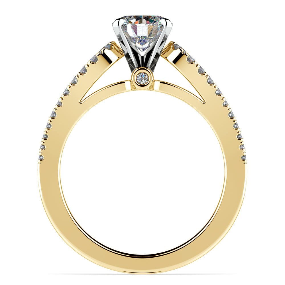 Round Petal Loop Diamond Engagement Ring in Yellow Gold