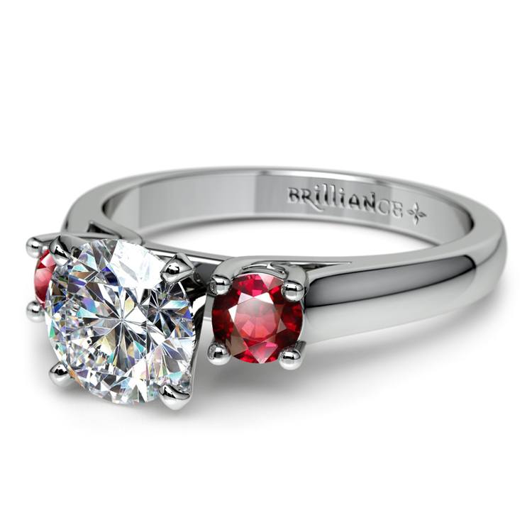 Round Ruby Gemstone Engagement Ring in White Gold