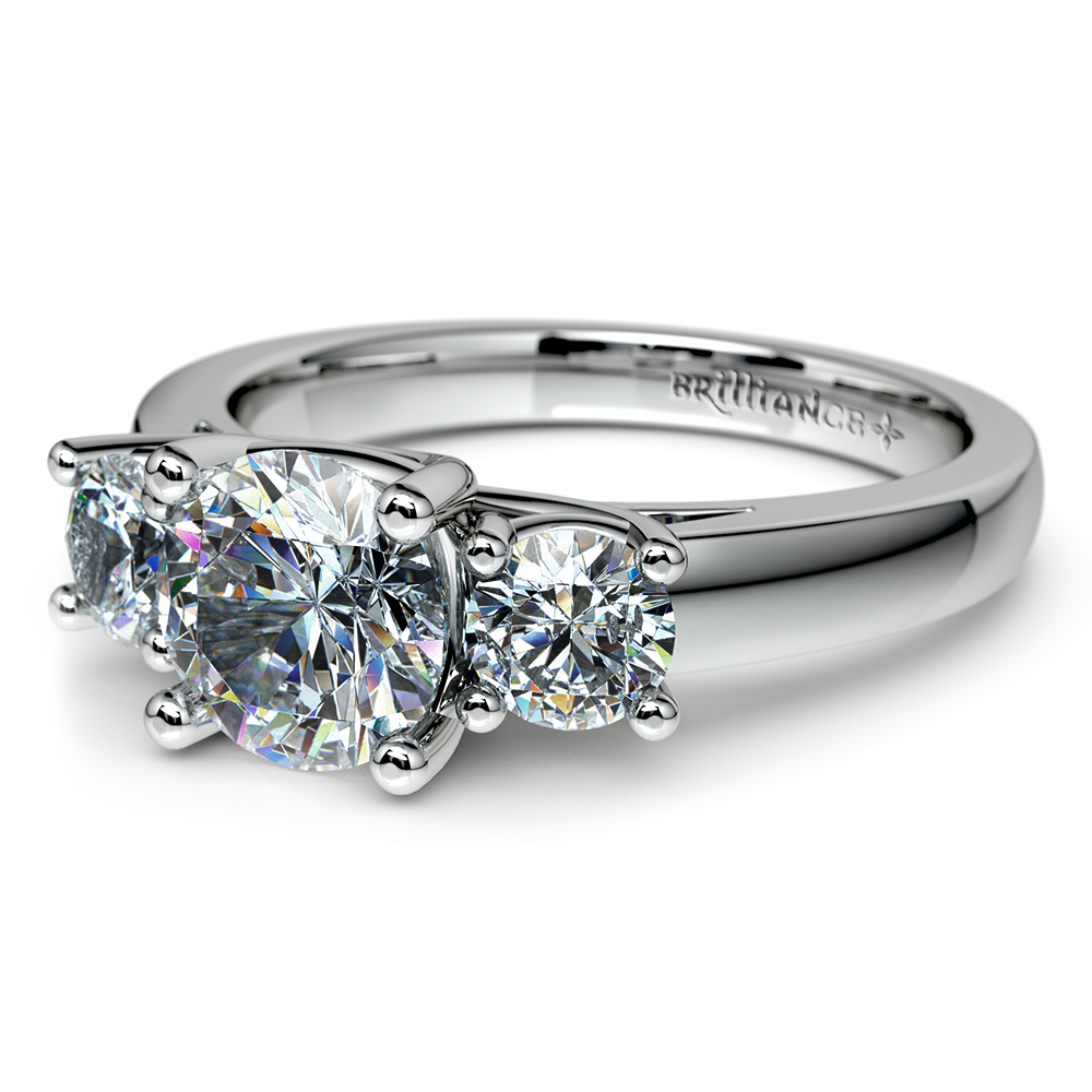 1 1/2 Ctw 3 Stone Diamond Ring In Platinum