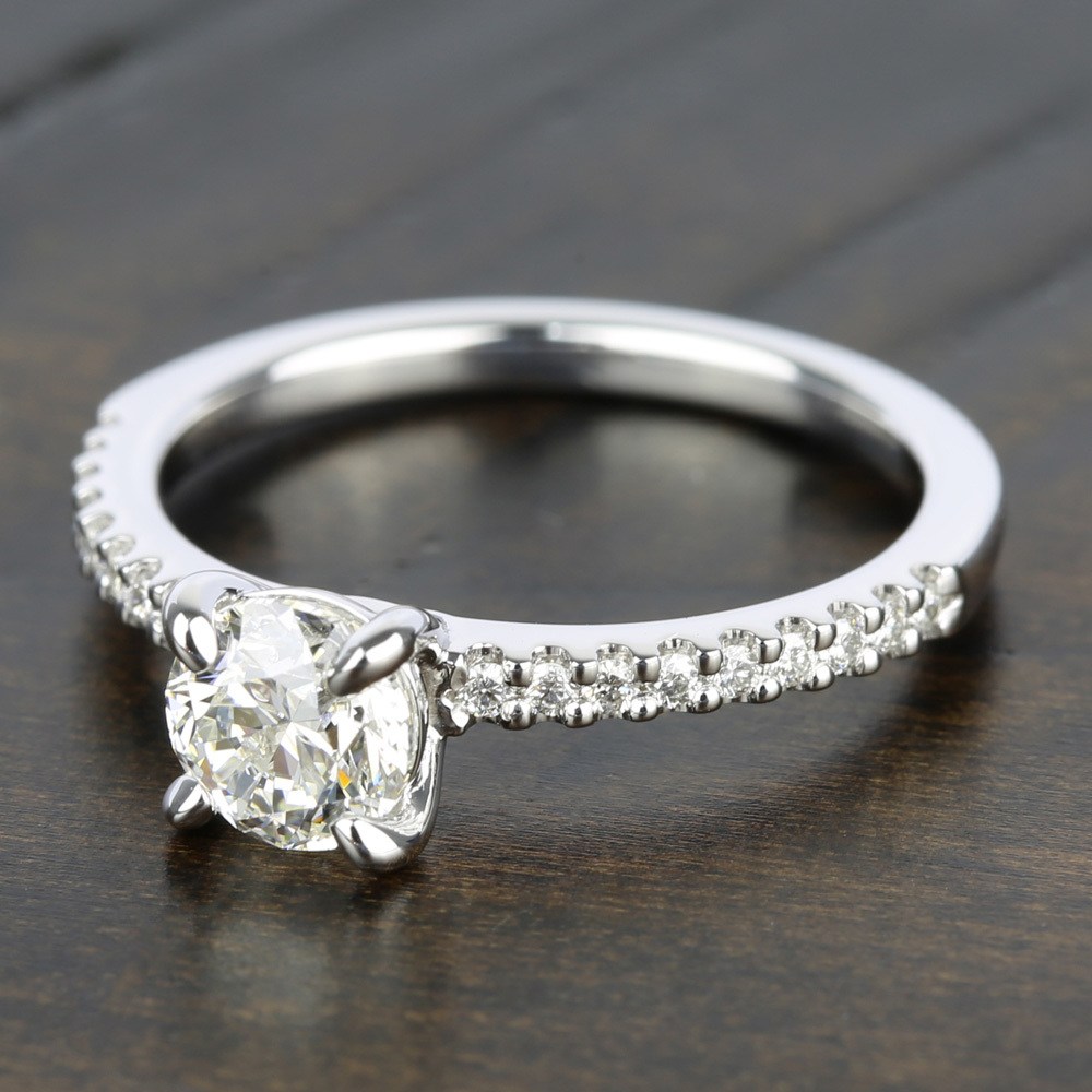 Scallop Diamond Engagement Ring in Platinum (1/5 ctw)