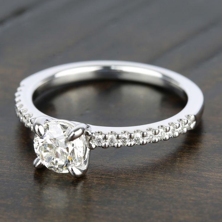 Scallop Diamond Engagement Ring in White Gold (1/5 ctw)