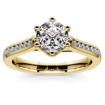 Six Prong Channel Set Diamond Engagement Ring In Yellow Gold