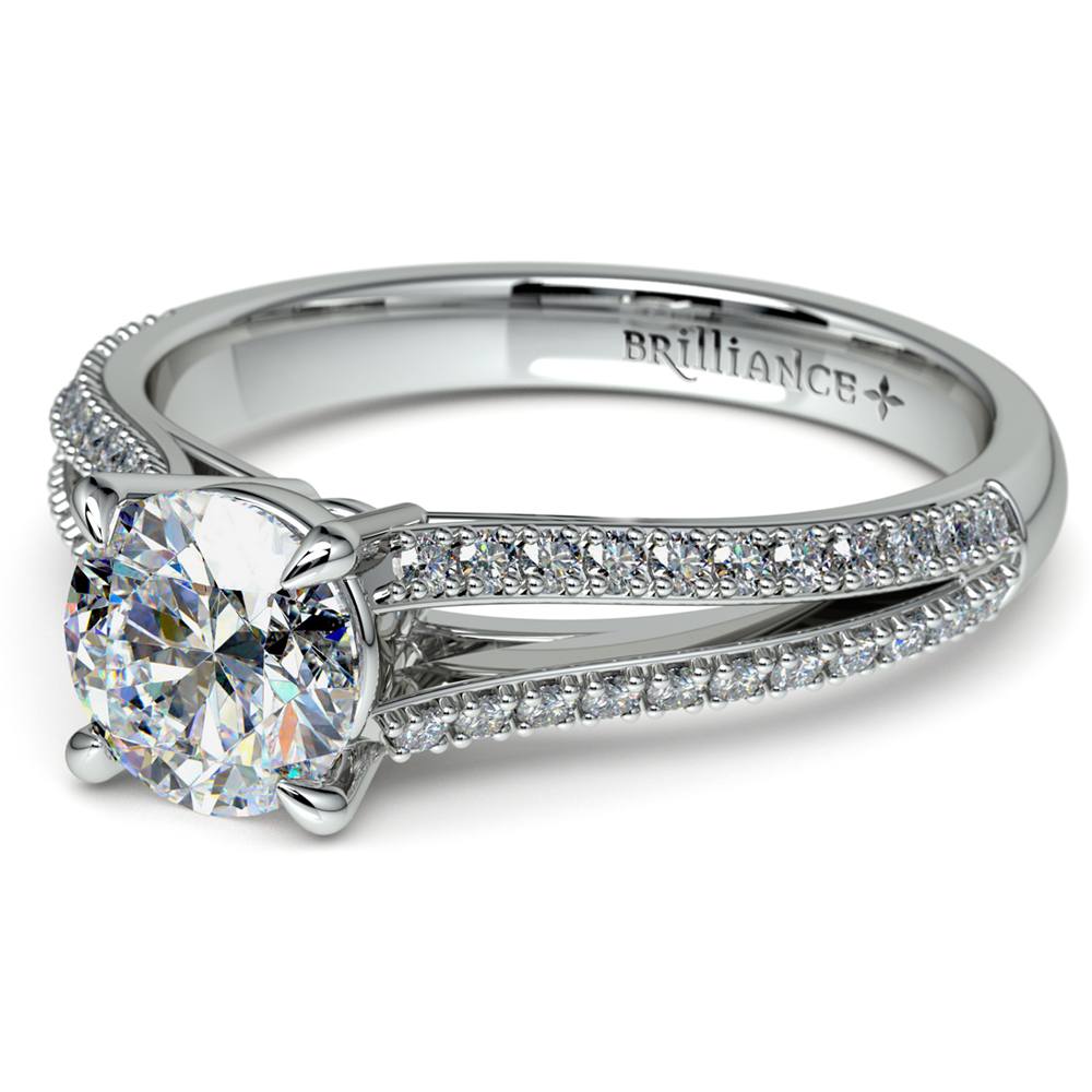 Beautiful Split Shank Diamond Engagement Ring in Platinum