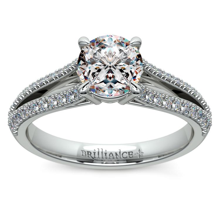 Split Shank Diamond Engagement Ring in White Gold