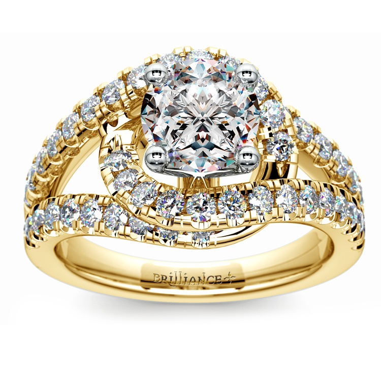 Split Shank Diamond Wrap Engagement Ring In Yellow Gold 5109