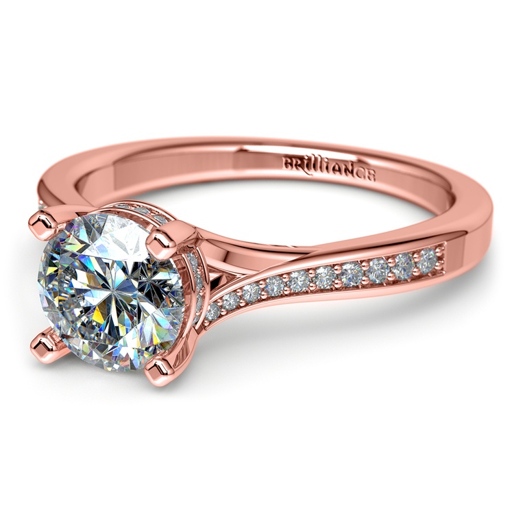 Split Shank Engagement Ring With Diamond Gallery In Rose Gold