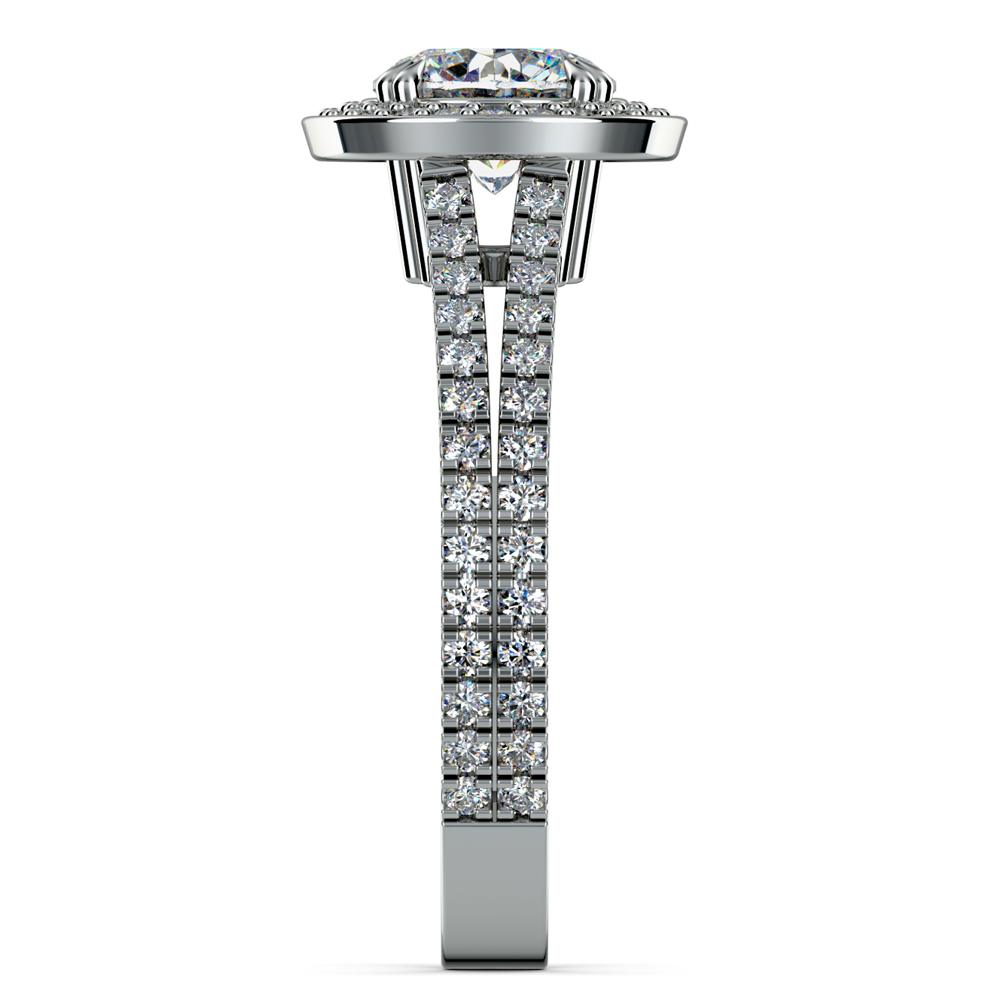 Split Shank Pave Halo Diamond Engagement Ring In Platinum