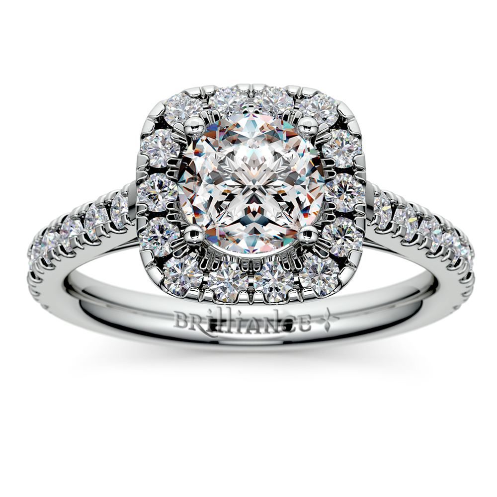 square halo round diamond engagement ring