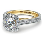 Antique White And Yellow Gold Diamond Engagement Ring