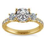 Yellow Gold 3 Stone Moissanite Engagement Ring (8 mm)