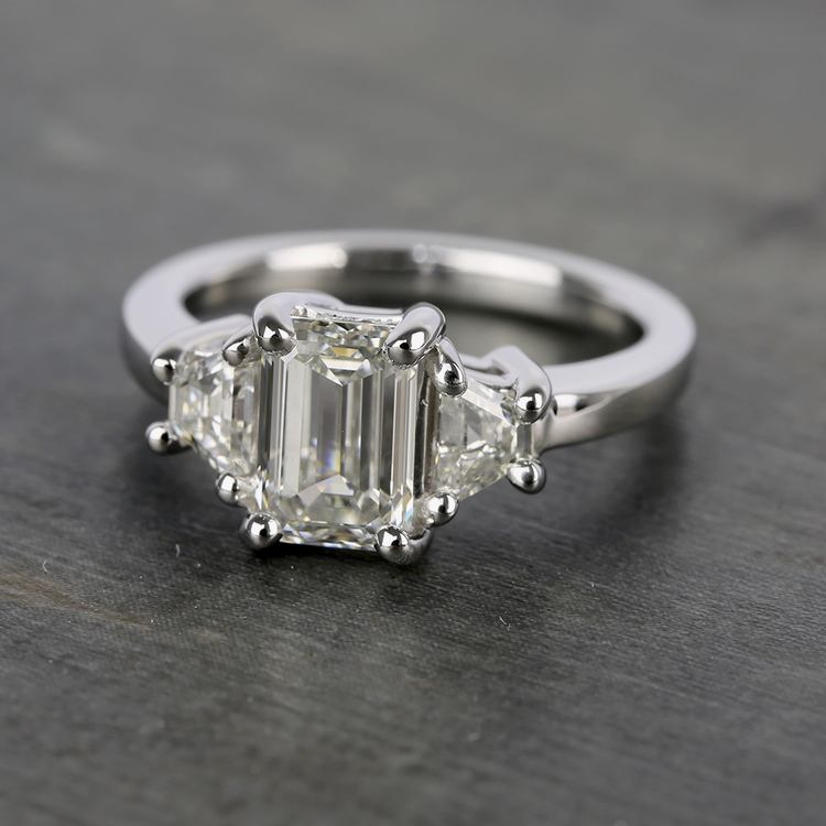 Trapezoid Diamond Engagement Ring in Platinum (1/3 ctw)