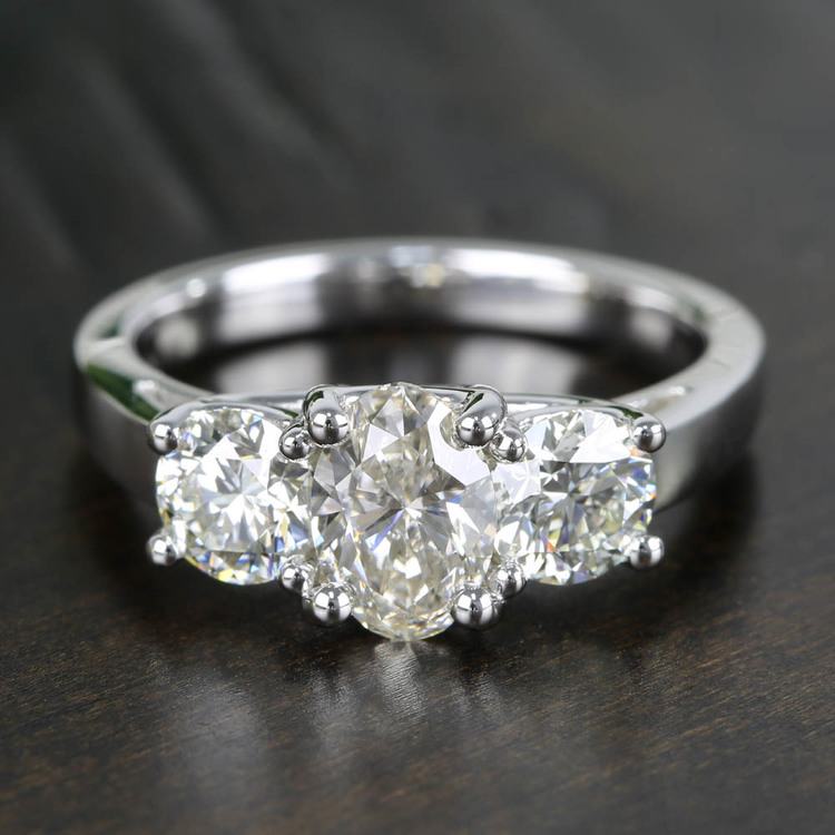 Trellis Three Diamond Engagement Ring in White Gold (1 ctw)