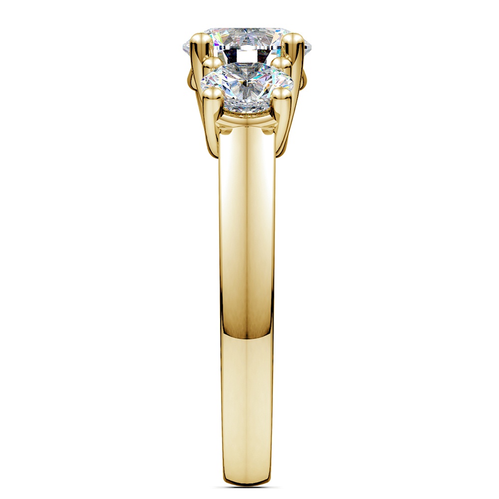 3 Stone Trellis Diamond Engagement Ring Setting In Gold