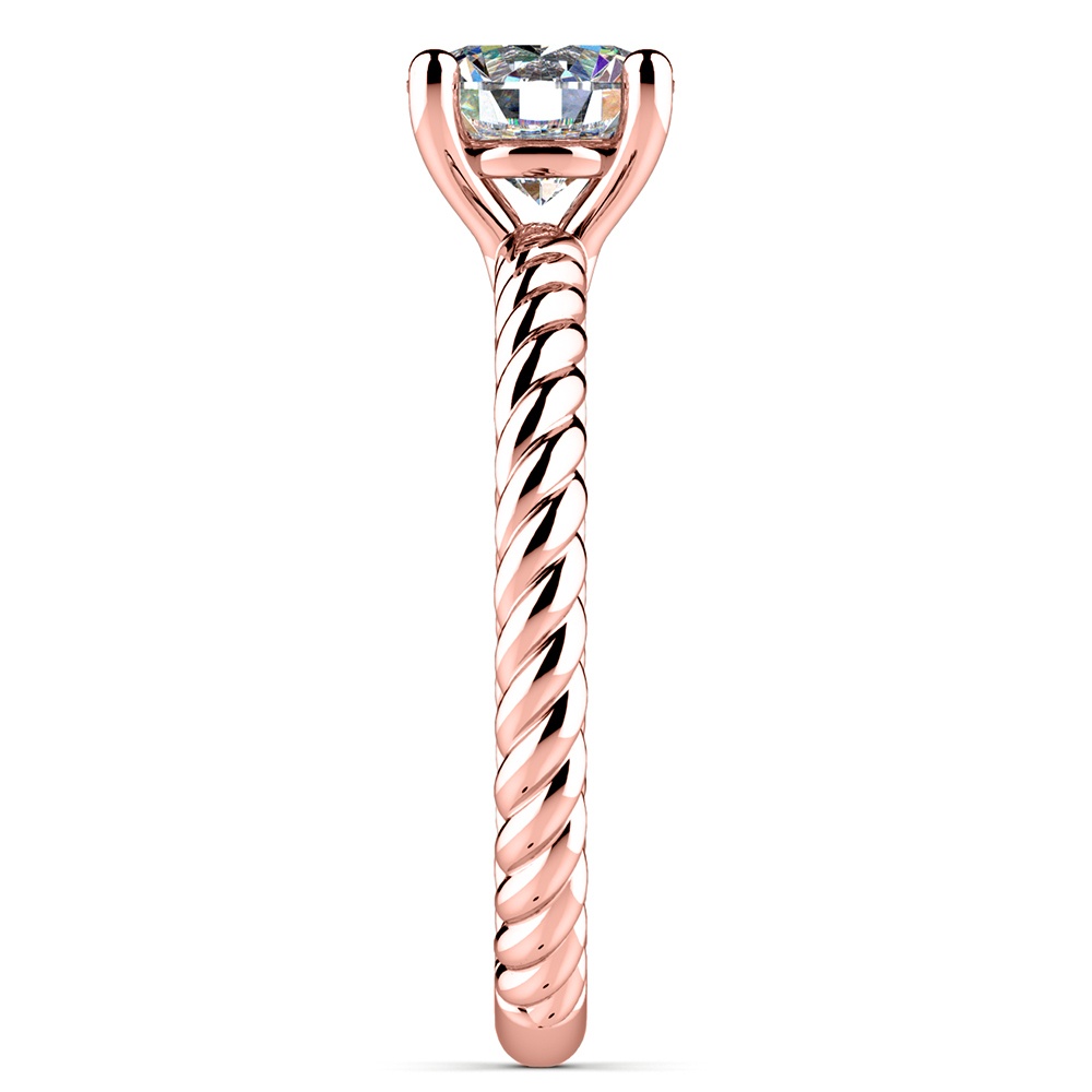 Rose Gold Twisted Band Engagement Ring Solitaire Design 1192