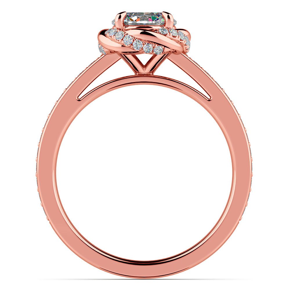 Twisted Vine Halo Engagement Ring In Rose Gold