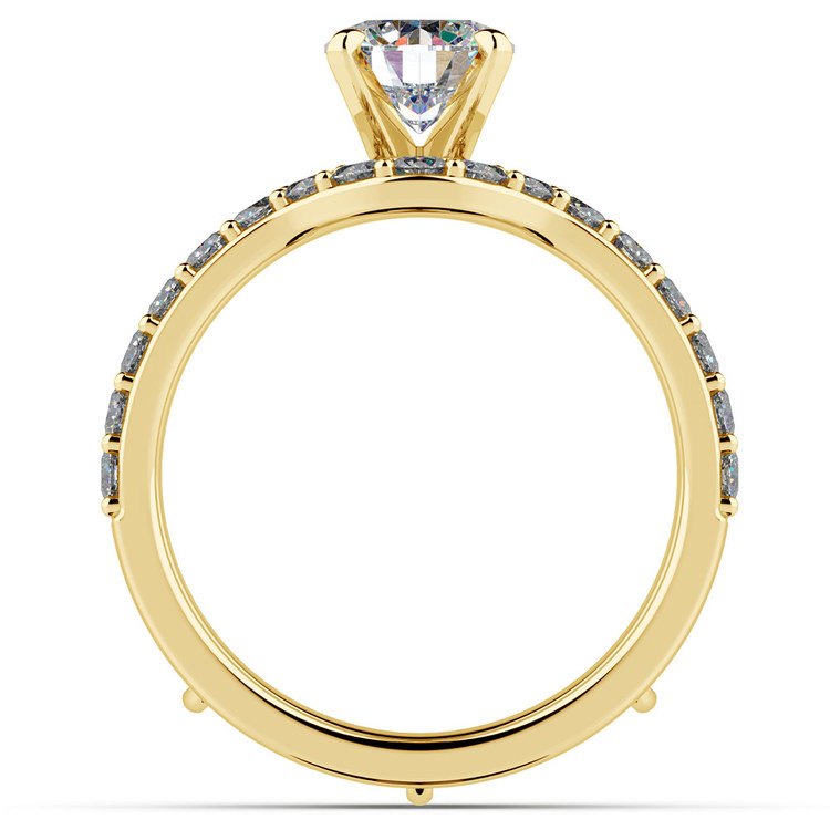 Bridal Set 10 Curved Round Cut Diamond Yellow Gold V2 