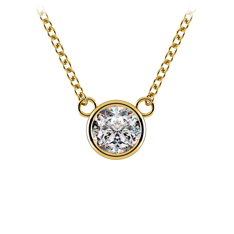 Bezel Diamond Solitaire Pendant in Yellow Gold (1/2 ctw)