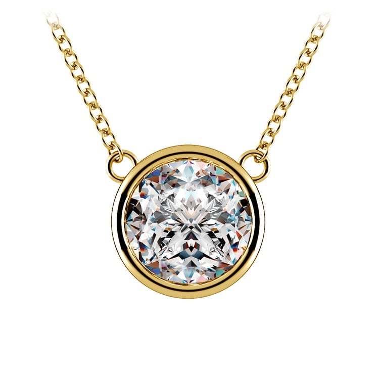 Diamond Bezel Necklace In Yellow Gold (3 Ctw)