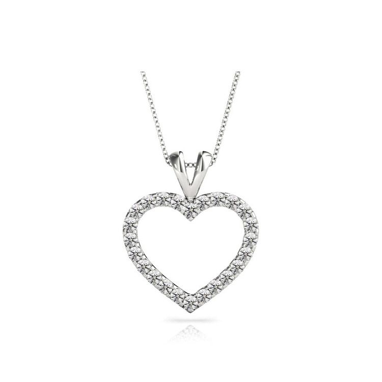 Classic Diamond Heart Pendant Necklace 