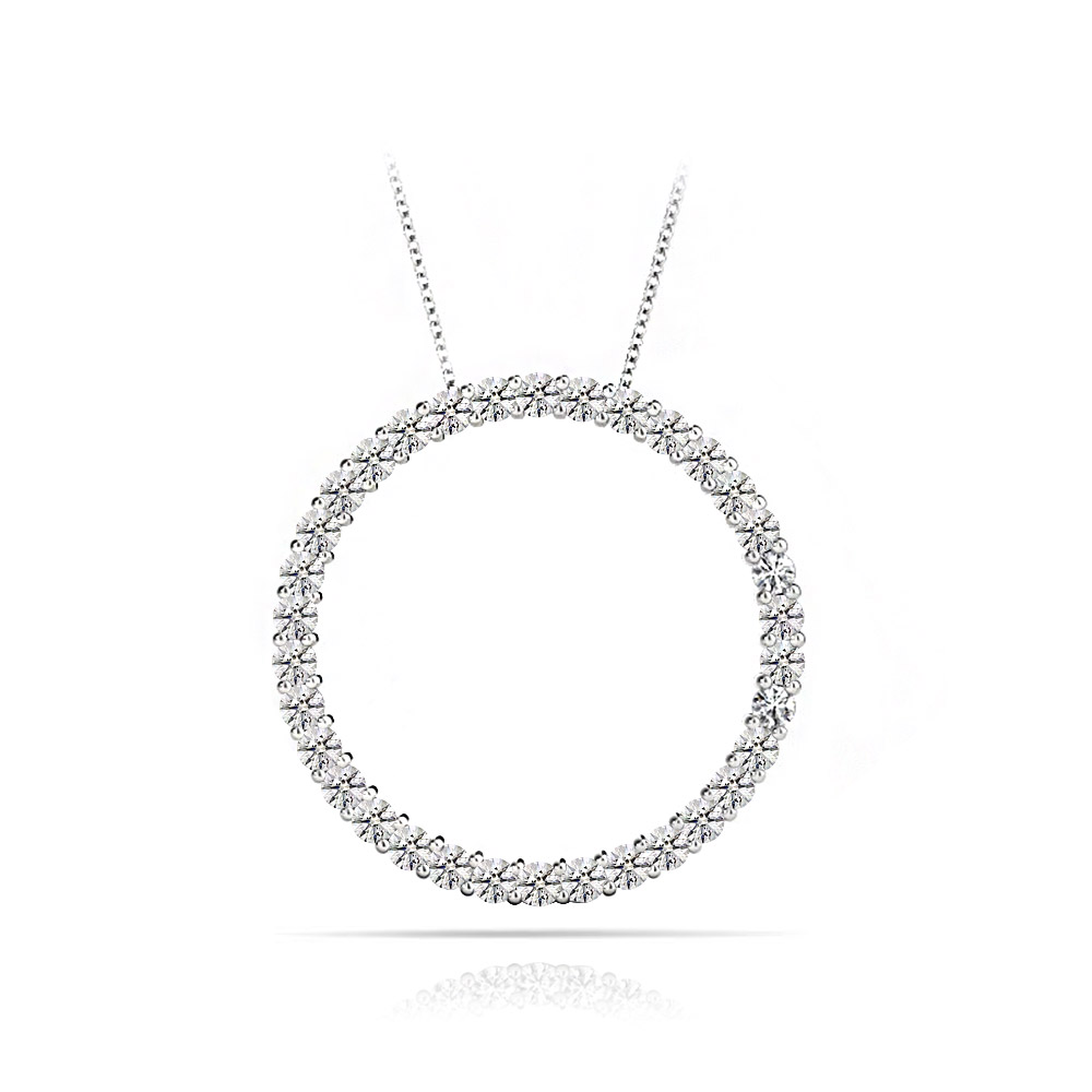 Diamond Circle Necklace In White Gold (1/2 ctw)