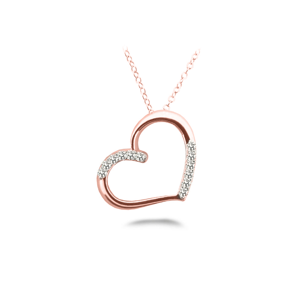 Rose Gold Diamond Heart Necklace 1 4 Ctw